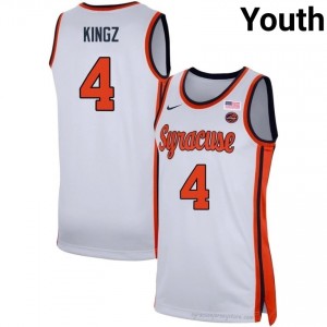 Nate Kingz Orange #4 White Youth Basketball NCAA Jersey | Premium Stitched Replica 95250401