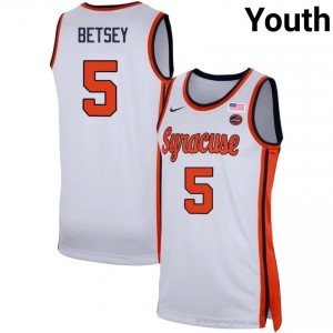 Tyler Betsey Orange #5 White Youth Basketball NCAA Jersey | Premium Stitched Replica 65227381
